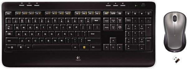 Logitech - Black Keyboard/Mouse - Use with Windows XP, Vista, 7, 8 - Industrial Tool & Supply