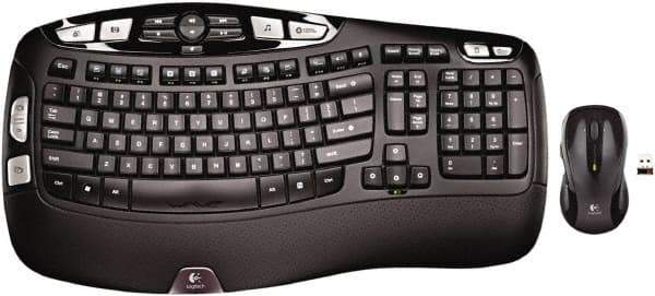 Logitech - Black Keyboard/Mouse - Use with Windows XP, Vista, 7, 8 - Industrial Tool & Supply