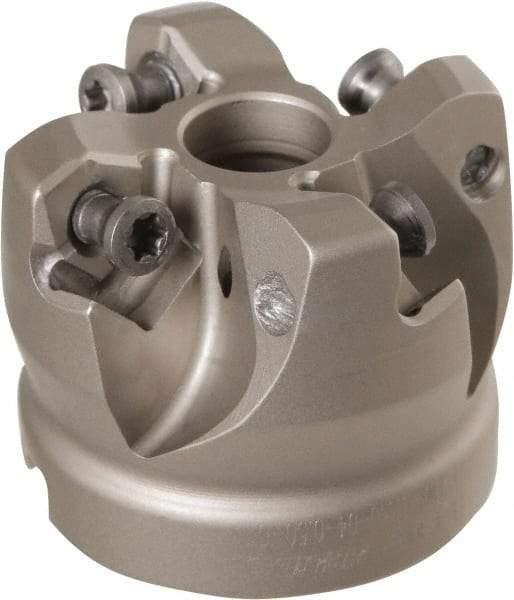 Iscar - 4 Inserts, 1-1/2" Cutter Diam, 0.059" Max Depth of Cut, Indexable High-Feed Face Mill - 1/2" Arbor Hole Diam, 1-1/4" High, FF FWX Toolholder, H600 WXCU 0.. Inserts, Series Helido - Industrial Tool & Supply