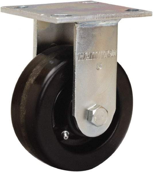 Hamilton - 5" Diam x 2" Wide x 7" OAH Top Plate Mount Rigid Caster - Phenolic, 1,000 Lb Capacity, Straight Roller Bearing, 4 x 4-1/2" Plate - Industrial Tool & Supply