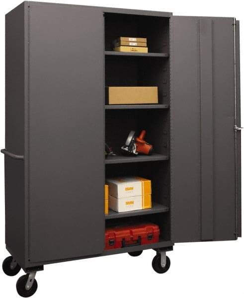 Durham - 4 Shelf Locking Storage Cabinet - Steel, 48" Wide x 24" Deep x 80" High, Gray - Industrial Tool & Supply