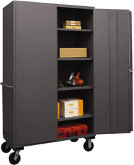 Durham - 4 Shelf Locking Storage Cabinet - Steel, 48" Wide x 24" Deep x 80" High, Gray - Industrial Tool & Supply