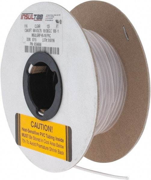 Made in USA - 2:1, PVC Heat Shrink Electrical Tubing - Clear - Industrial Tool & Supply