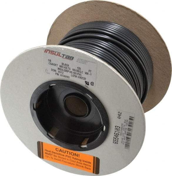 Made in USA - 2:1, PVC Heat Shrink Electrical Tubing - Black - Industrial Tool & Supply