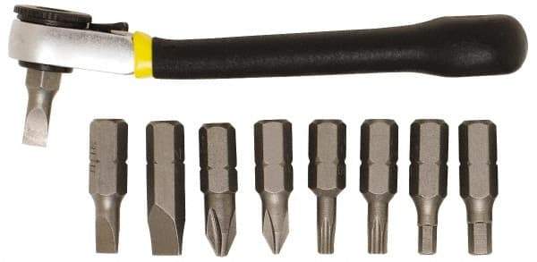 General - 9 Piece, Screwdriver Mini-Ratchet Bit Kit - #1 & #2 Phillips - Industrial Tool & Supply