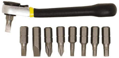 General - 9 Piece, Screwdriver Mini-Ratchet Bit Kit - #1 & #2 Phillips - Industrial Tool & Supply