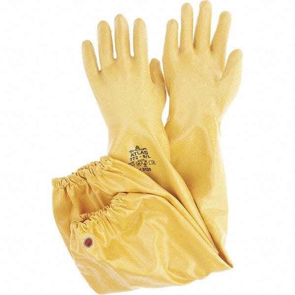 SHOWA - 12 mil Thick, Chemical Resistant Gloves - 26" GOLD LRG 1/PR CHEM RESISTANT NITRL GLV - Industrial Tool & Supply