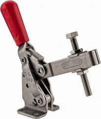 De-Sta-Co - 450 Lb Holding Capacity, Vertical Handle, Manual Hold Down Toggle Clamp - 57° Handle Movement, 99° Bar Opening, U-Bar, Flanged Base, Stainless Steel - Industrial Tool & Supply