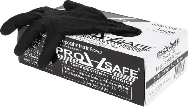 PRO-SAFE - Size L, 5 mil, Industrial Grade, Powder Free Nitrile Disposable Gloves - Exact Industrial Supply