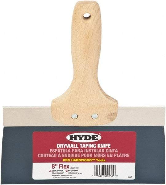 Hyde Tools - 8" Wide Flexible Blade Steel Joint Knife - Flexible, Hardwood Handle - Industrial Tool & Supply