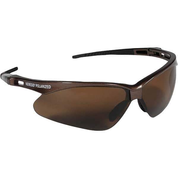 Jackson Safety - Brown Lenses, Framed Polarized Glasses - Scratch Resistant, Brown Frame, Size Universal, Wrap Around - Industrial Tool & Supply