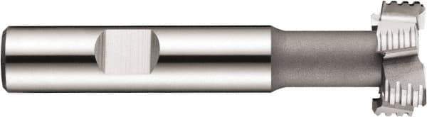 DORMER - 16mm Cut Diam, 8mm Cut Width, 7mm Neck Diam, 0.3937" Shank Diam, Cobalt T-Slot Cutter - Uncoated, 8mm Bolt, Staggered Teeth, 6 Teeth, Weldon Flat - Industrial Tool & Supply