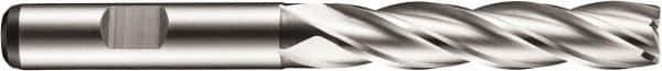 DORMER - 4 Flute Powdered Metal Roughing & Finishing Square End Mill - Uncoated, Weldon Shank, 30° Helix, Centercutting, Extra Long Length - Industrial Tool & Supply