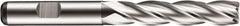 DORMER - 4 Flute Powdered Metal Roughing & Finishing Square End Mill - Uncoated, Weldon Shank, 30° Helix, Centercutting, Extra Long Length - Industrial Tool & Supply