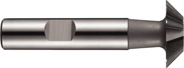 DORMER - 32mm Diam x 8mm Width of Cut, 45° Included Angle, Cobalt Dovetail Cutter - Weldon Flat, Uncoated - Industrial Tool & Supply