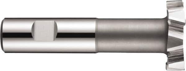 DORMER - 63mm Cut Diam, 14mm Cut Width, 61/64" Neck Diam, 63/64" Shank Diam, Cobalt T-Slot Cutter - Uncoated, Staggered Teeth, 12 Teeth, Weldon Flat - Industrial Tool & Supply