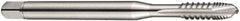 DORMER - M6x1.00 Metric Coarse, 3 Flute, Bright Finish, Cobalt Spiral Point Tap - Plug Chamfer, Right Hand Thread, 80mm OAL, 15mm Thread Length, 6mm Shank Diam, 6H Class of Fit, Series E216 - Exact Industrial Supply