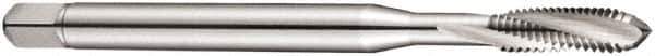 DORMER - M4x0.70 Metric Coarse 3 Flute 6H Bottoming Spiral Flute Tap - Cobalt, Bright Finish, 63mm OAL, Right Hand Flute, Right Hand Thread, Series E207 - Exact Industrial Supply