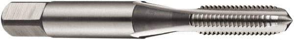 DORMER - M16x2.00 Metric Coarse 6H 4 Flute Bright Finish High Speed Steel Straight Flute Standard Hand Tap - Bottoming, Left Hand Thread, 80mm OAL, 25mm Thread Length, Oversize - Exact Industrial Supply