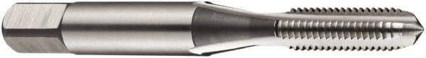 DORMER - M3.5x0.60 Metric Coarse 6H 3 Flute Bright Finish High Speed Steel Straight Flute Standard Hand Tap - Bottoming, Right Hand Thread, 45mm OAL, 10mm Thread Length, Oversize - Exact Industrial Supply