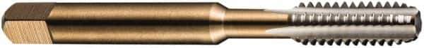 DORMER - #10-32 UNF 2B/3B 4 Flute Bright Finish High Speed Steel Straight Flute Standard Hand Tap - Plug, Right Hand Thread, 2-3/8" OAL, 0.76" Thread Length, H3 Limit, Oversize - Exact Industrial Supply
