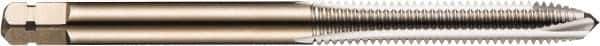 DORMER - 1/4-28 UNF, 2 Flute, Bright Finish, Powdered Metal Spiral Point Tap - Plug Chamfer, Right Hand Thread, 2-1/2" OAL, 0.5075" Thread Length, 0.255" Shank Diam, 3B Class of Fit, Series E035 - Exact Industrial Supply