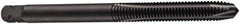 DORMER - 7/16-14 UNC, 3 Flute, Oxide Finish, Cobalt Spiral Point Tap - Plug Chamfer, Right Hand Thread, 85mm OAL, 19mm Thread Length, 8mm Shank Diam, 2B Class of Fit, Series E021 - Exact Industrial Supply