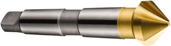 DORMER - 3 Flute 90° High Speed Steel Countersink - TiN Finish, 118mm OAL, Single End, Morse Taper Shank, Right Hand Cut - Industrial Tool & Supply