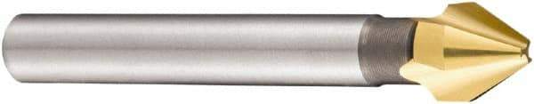 DORMER - 10mm Shank Diam, 3 Flute 60° High Speed Steel Countersink - TiN Finish, 63mm OAL, Single End, Straight Shank, Right Hand Cut - Industrial Tool & Supply