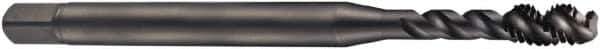 DORMER - #6-32 UNC 3 Flute 2B Bottoming Spiral Flute Tap - Cobalt, Oxide Finish, 56mm OAL, Right Hand Flute, Right Hand Thread, Series EX21 - Exact Industrial Supply
