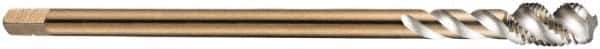 DORMER - M16x1.00 Metric Fine 4 Flute 6H Bottoming Spiral Flute Tap - Cobalt, Bright Finish, 100mm OAL, Right Hand Flute, Right Hand Thread, Series EX10 - Industrial Tool & Supply