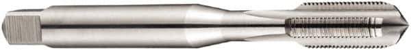 DORMER - 1/4-40 UN 2B 3 Flute Bright Finish High Speed Steel Straight Flute Machine Tap - Bottoming, Right Hand Thread, 66mm OAL, 13mm Thread Length, Oversize - Exact Industrial Supply