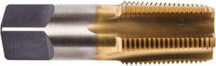 Union Butterfield - 1/8-27 NPT Thread, 4 Flute Standard Pipe Tap - 2-1/8" OAL, 3/4" Thread Length, 7/16" Shank Diam, TiN Finish, High Speed Steel - Exact Industrial Supply