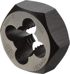 Union Butterfield - M6x1.00 Metric Coarse Thread, 19/32" Hex, Right Hand Thread, Hex Rethreading Die - Chromium Steel, 1/4" Thick, Series 2325M - Exact Industrial Supply