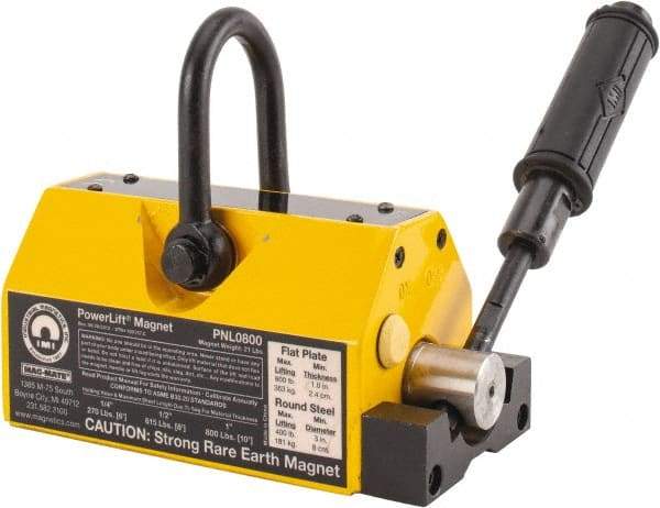 Mag-Mate - 800 Lb Load Capacity, Magnetic Lifter - 8-7/8" High x 3-5/8" Wide, 3" Head/Holder Diam, 2 Poles, For Use with Flat & Round Ferrous Metal - Industrial Tool & Supply