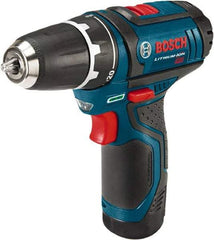 Bosch - 12 Volt 3/8" Chuck Pistol Grip Handle Cordless Drill - 0-350 & 0-1300 RPM, Reversible, 2 Lithium-Ion Batteries Included - Industrial Tool & Supply