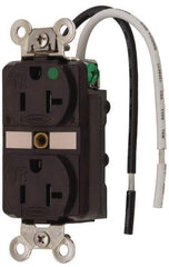 Hubbell Wiring Device-Kellems - 125 VAC, 20 Amp, 5-20R NEMA Configuration, Brown, Hospital Grade, Self Grounding Duplex Receptacle - 1 Phase, 2 Poles, 3 Wire, Flush Mount, Chemical, Corrosion and Impact Resistant, Tamper Resistant - Industrial Tool & Supply