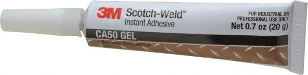 3M - 0.70 oz Tube Clear Instant Adhesive - Series CA50, 60 to 120 sec Fixture Time, 24 hr Full Cure Time, Bonds to Cardboard, Cork Board, Fabric, Fiberglass, Foam, Metal, Plastic, Rubber & Vinyl - Industrial Tool & Supply