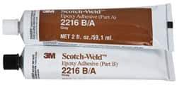 3M - 2 oz Tube Two Part Epoxy - 90 min Working Time, 3,200 psi Shear Strength, Series 2216 - Industrial Tool & Supply