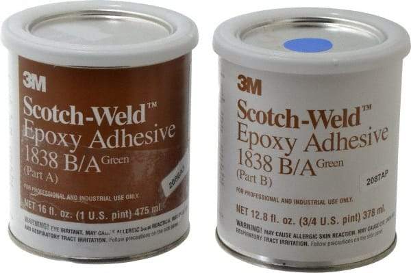 3M - 16 oz Can Two Part Epoxy - 60 min Working Time, 3,000 psi Shear Strength, Series 1838 - Industrial Tool & Supply