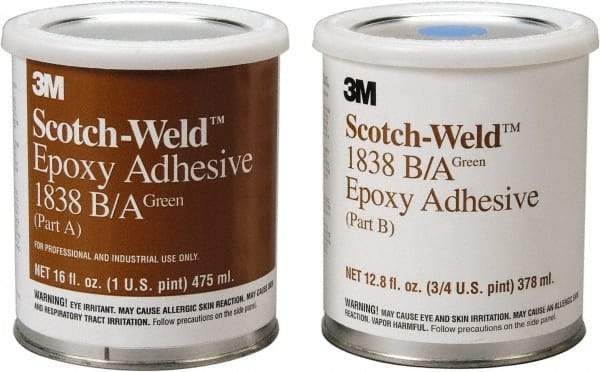 3M - 32 oz Can Two Part Epoxy - 60 min Working Time, 3,000 psi Shear Strength, Series 1838 - Industrial Tool & Supply