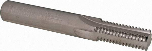 Scientific Cutting Tools - 1/2-14, 3/4-14 Thread, 1/2" Shank Diam, Bright Coating, Solid Carbide Straight Flute Thread Mill - 4 Flutes, 3-1/2" OAL, 1/2" Min Noml Diameter - Industrial Tool & Supply