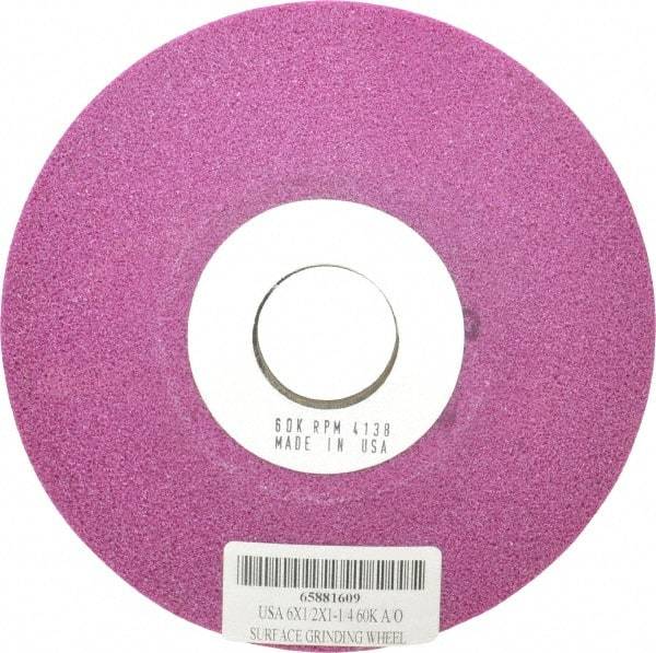Grier Abrasives - 6" Diam, 1-1/4" Hole Size, 1/2" Overall Thickness, 60 Grit, Type 12 Tool & Cutter Grinding Wheel - Medium Grade, Aluminum Oxide, K Hardness, Vitrified Bond, 4,138 RPM - Industrial Tool & Supply