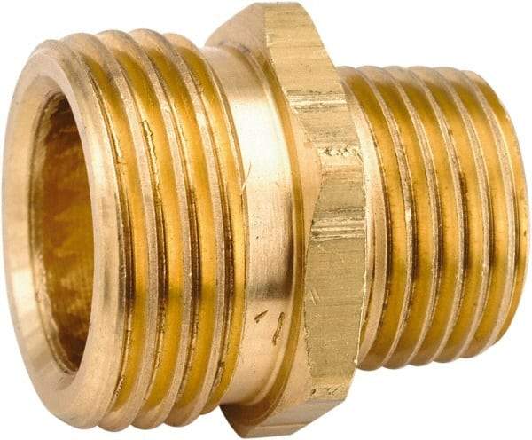 ANDERSON METALS - 3/4 MGHT & 3/8 MPT Garden Hose Male x MIP - Lead Free Brass, Male Hose to Male Pipe Connector - Industrial Tool & Supply