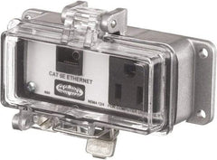 Hubbell Wiring Device-Kellems - 1 Port, 1 Power Receptacle, Ethernet, Clear Data Port Receptacle - 3.2 Inch Long x 1.6 Inch Deep x 4.45 Inch Wide, Aluminum, Surface Mount, Gray - Industrial Tool & Supply