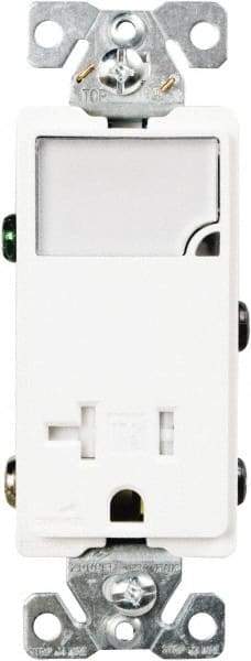 Cooper Wiring Devices - 2 Pole, 125 VAC, 20 Amp, 1 Outlet, Flush Mounted, Self Grounding, Tamper Resistant Combination Outlet with Night Light - 5-20R Configuration, Back Side Wiring, Thermoplastic Material, cULus Listed Standard - Industrial Tool & Supply