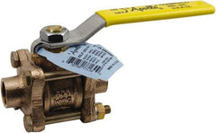 Conbraco - 1-1/2" Pipe, Full Port, Lead Free Bronze Full Port Ball Valve - 3 Piece, Female NPT Ends, Lever Handle, 600 WOG, 150 WSP - Industrial Tool & Supply