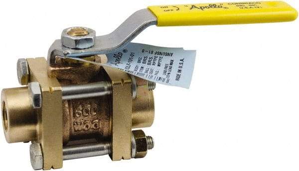 Conbraco - 3/8" Pipe, Full Port, Lead Free Bronze Full Port Ball Valve - 3 Piece, Female NPT Ends, Lever Handle, 600 WOG, 150 WSP - Industrial Tool & Supply