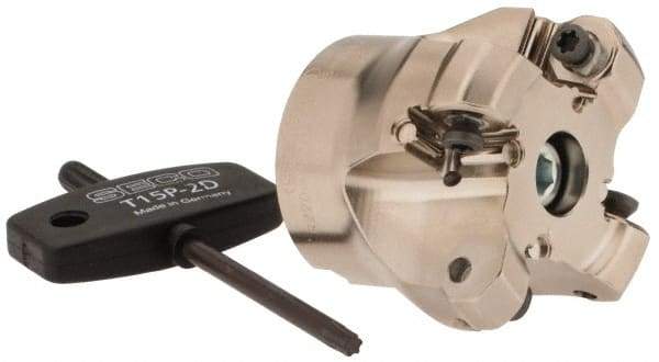 Seco - 1.57" Cut Diam, 1/2" Arbor Hole, 0.118" Max Depth of Cut, 40° Indexable Chamfer & Angle Face Mill - 4 Inserts, ON.U 05 Insert, Right Hand Cut, 4 Flutes, Through Coolant, Series Double Octo 05 - Industrial Tool & Supply