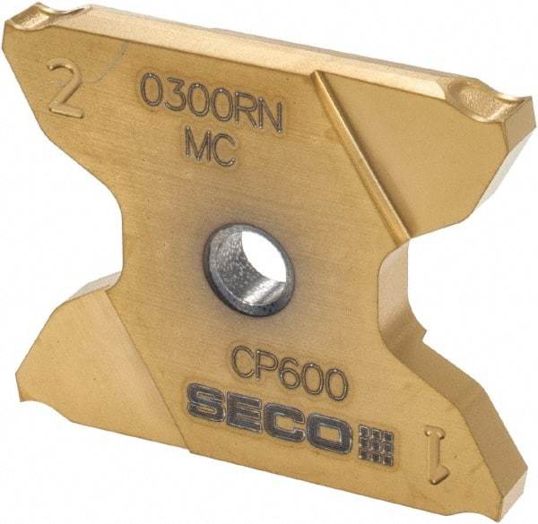 Seco - 2503015X4GK MC Grade CP600, 0.118" Cutting Width Carbide Grooving Insert - 0.256" Max Depth of Cut, Neutral, 0.006" Corner Radius, TiAlN/TiN Finish - Industrial Tool & Supply